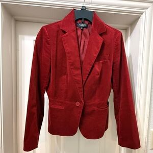 Talbots Vibrant Red Velvet Women's Blazer